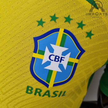 Camisa da Seleção Brasileira 2022 Treino Versão Jogador Amarela + Personalização Grátis