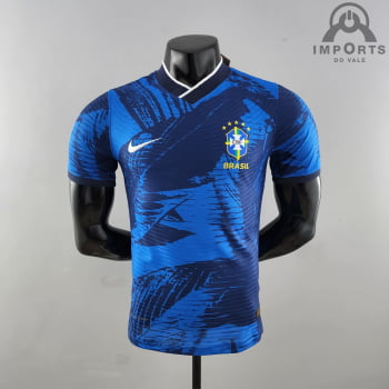 Camisa Brasil 2022 Versão Jogador Clássica Azul + Personalização Grátis