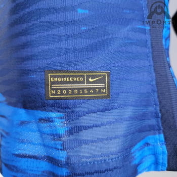 Camisa Brasil 2022 Versão Jogador Clássica Azul + Personalização Grátis