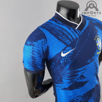 Camisa Brasil 2022 Versão Jogador Clássica Azul + Personalização Grátis