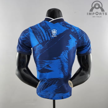 Camisa Brasil 2022 Versão Jogador Clássica Azul + Personalização Grátis
