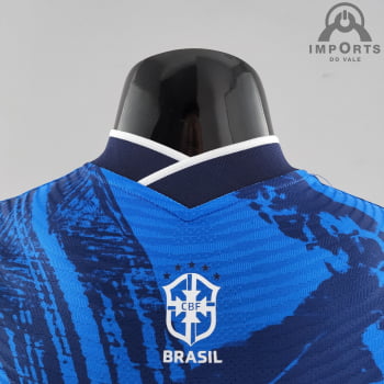 Camisa Brasil 2022 Versão Jogador Clássica Azul + Personalização Grátis