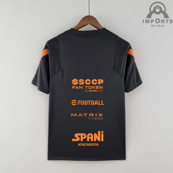 Camisa Corinthians 22/23 Treino Versão Torcedor Pré-Jogo Preta + Patrocínios + Personalização Grátis