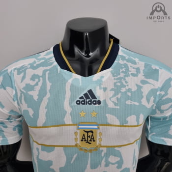 Camisa da Seleção Argentina 2022 Versão Jogador Clássica Azul + Personalização Grátis