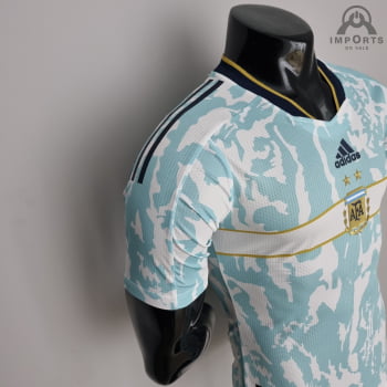 Camisa da Seleção Argentina 2022 Versão Jogador Clássica Azul + Personalização Grátis