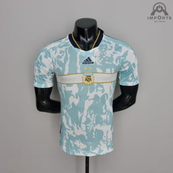 Camisa da Seleção Argentina 2022 Versão Jogador Clássica Azul + Personalização Grátis