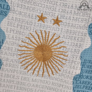 Camisa da Seleção Argentina 2022 Versão Torcedor Ed. Comemorativa - Branca/Azul