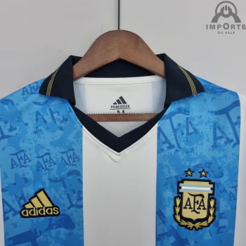 Camisa da Seleção Argentina 2022 Versão Torcedor Comemorativa Azul  + Personalização Grátis