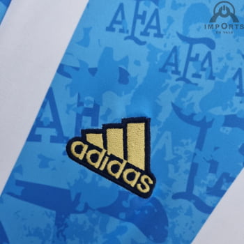 Camisa da Seleção Argentina 2022 Versão Torcedor Comemorativa Azul  + Personalização Grátis