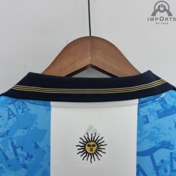 Camisa da Seleção Argentina 2022 Versão Torcedor Comemorativa Azul  + Personalização Grátis