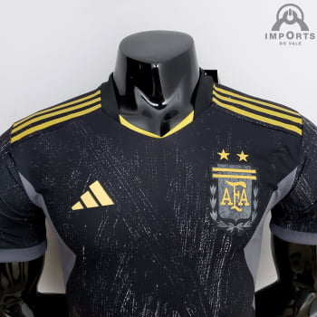 Camisa da Seleção Argentina 2022 Versão Jogador Comemorativa Black + Personalização Grátis