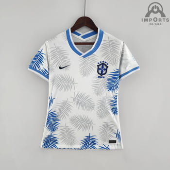 Camisa da Seleção Brasileira 2022 Versão Feminina Clássica Branca + Personalização Grátis Camisa da Seleção Brasileira 2022 Versão Feminina Clássica Branca + Personalização Grátis