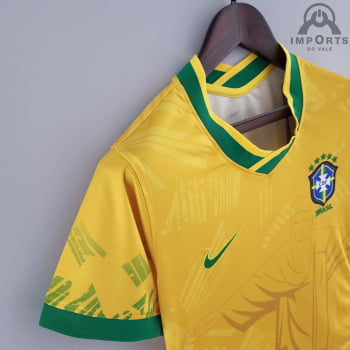 Camisa da Seleção Brasileira 2022 Versão Feminina Cristo Redentor + Personalização Grátis