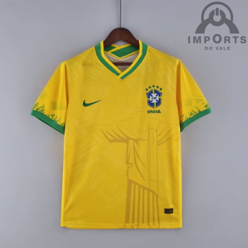 Camisa da Seleção Brasileira 2022 Versão Torcedor Cristo Redentor + Personalização Grátis 