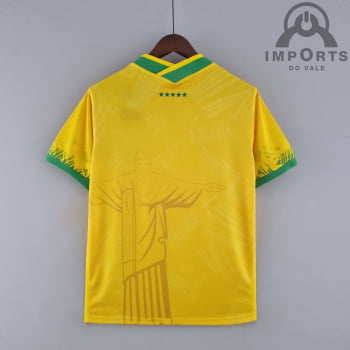 Camisa da Seleção Brasileira 2022 Versão Torcedor Cristo Redentor + Personalização Grátis 