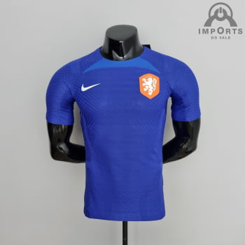 Camisa da Seleção Holandesa 2022 Versão Jogador Treino Azul + Personalização Grátis Camisa da Seleção Holandesa 2022 Versão Jogador Treino Azul + Personalização Grátis