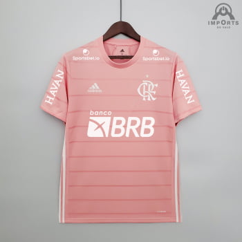 Camisa Flamengo 21/22 Ed. Especial Outubro Rosa Versão Torcedor + Patrocínios + Personalização Grátis
