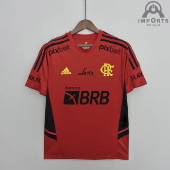 Camisa Flamengo 22/23 Versão Torcedor Treino Vermelha + Patrocínios + Personalização Grátis