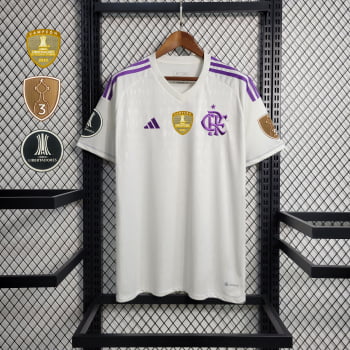 Camisa Flamengo 23/24 Goleiro + Patch Libertadores + Personalização Grátis - Branca