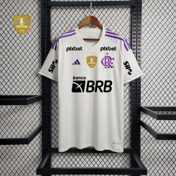 Camisa Flamengo 23/24 Goleiro + Patrocínios + Patch Campeão Libertadores + Personalização Grátis - Branca Camisa Flamengo 23/24 Goleiro + Patrocínios + Patch Campeão Libertadores + Personalização Grátis - Branca