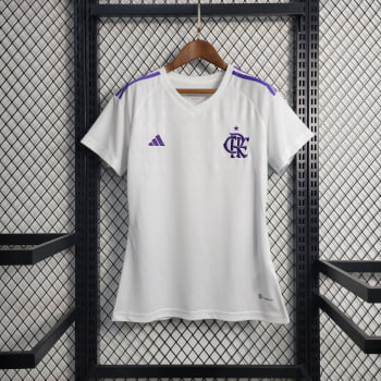 Camisa Flamengo 23/24 Versão Feminina Goleiro Branca + Personalização Grátis Camisa Flamengo 23/24 Versão Feminina Goleiro Branca + Personalização Grátis