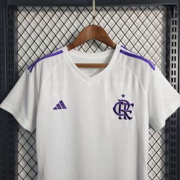 Camisa Flamengo 23/24 Versão Feminina Goleiro Branca + Personalização Grátis