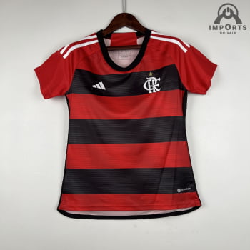 Camisa Flamengo I 23/24 Versão Feminina + Personalização Grátis Camisa Flamengo I 23/24 Versão Feminina + Personalização Grátis