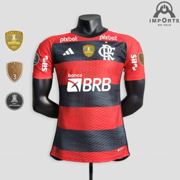 Camisa Flamengo I 23/24 Versão Jogador + Patrocínios + Patchs + Personalização Grátis