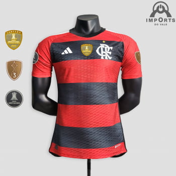 Camisa Flamengo I 23/24 Versão Jogador + Patrocínios + Patchs + Personalização Grátis