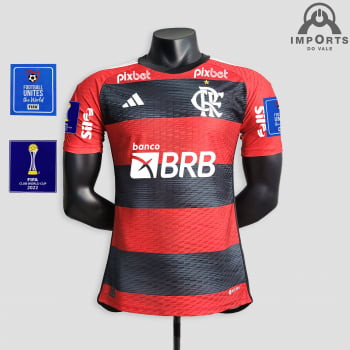 Camisa Flamengo I 23/24 Versão Jogador + Patrocínios + Patchs + Personalização Grátis
