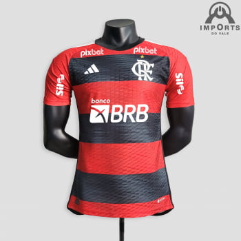 Camisa Flamengo I 23/24 Versão Jogador + Patrocínios + Patchs + Personalização Grátis