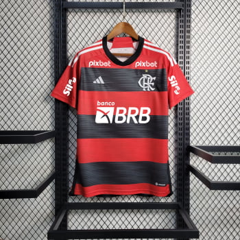 Camisa Flamengo I 23/24 Versão Torcedor + Patrocínios + Personalização Grátis