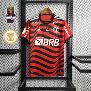 Camisa Flamengo III 22/23 Versão Torcedor + Patrocínios + Patch Brasileirão + Patch do Estado + Personalização Grátis 