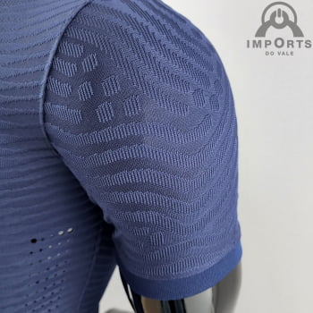 Camisa Gola Polo da Seleção Francesa 2022 Clássica Versão Jogador - Azul