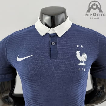 Camisa Gola Polo da Seleção Francesa 2022 Clássica Versão Jogador - Azul