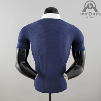 Camisa Gola Polo da Seleção Francesa 2022 Clássica Versão Jogador - Azul