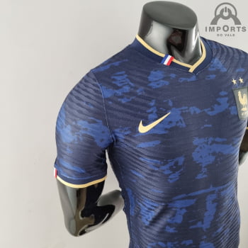 Camisa da Seleção Francesa 2022 Ed. Especial Versão Jogador Azul/Preta + Personalização Grátis -