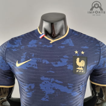 Camisa da Seleção Francesa 2022 Ed. Especial Versão Jogador Azul/Preta + Personalização Grátis -