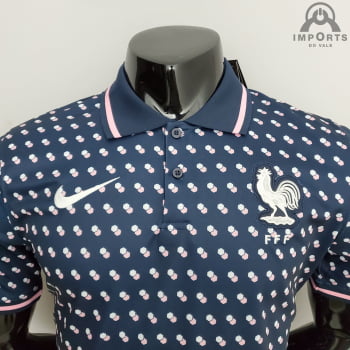 Camisa Gola Polo da Seleção Francesa 22/23 Treino - Azul