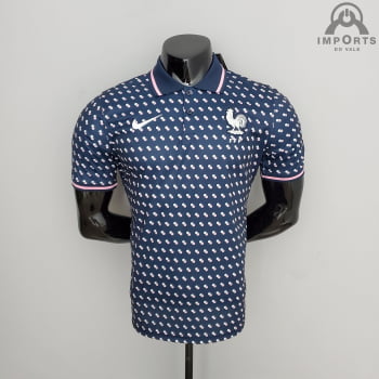 Camisa Gola Polo da Seleção Francesa 22/23 Treino - Azul