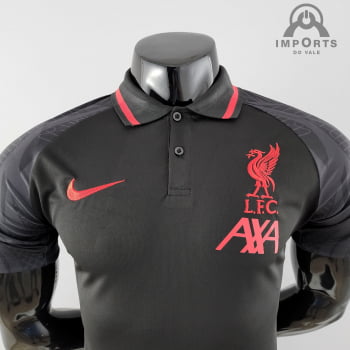Camisa Gola Polo Liverpool 22/23 - Preta/Vermelho
