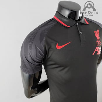 Camisa Gola Polo Liverpool 22/23 - Preta/Vermelho
