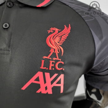 Camisa Gola Polo Liverpool 22/23 - Preta/Vermelho