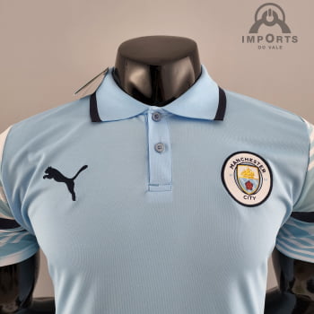 Camisa Gola Polo Manchester City 22/23 - Azul Claro