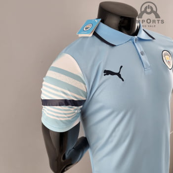 Camisa Gola Polo Manchester City 22/23 - Azul Claro