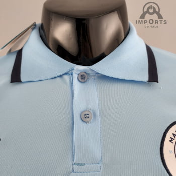 Camisa Gola Polo Manchester City 22/23 - Azul Claro