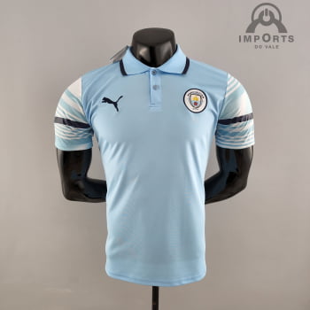 Camisa Gola Polo Manchester City 22/23 - Azul Claro