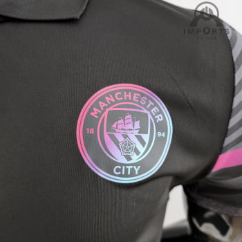 Camisa Gola Polo 22/23 Manchester City - Preta
