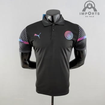 Camisa Gola Polo 22/23 Manchester City - Preta