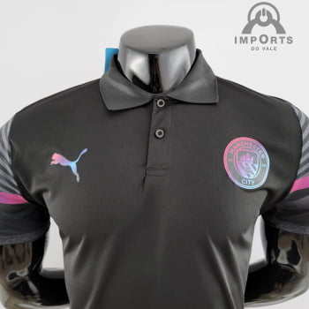 Camisa Gola Polo 22/23 Manchester City - Preta